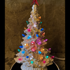10 inch Handmade Ceramic White & Gold Mantle Tree.