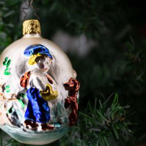 Boy and his Dog, Dutch Boy, Vintage Old World Glass Christmas Ornament