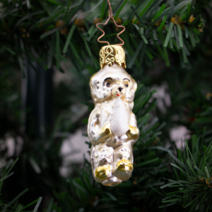 Small Baby Bear with baby Bottle, Vintage Old World Glass Christmas Ornament