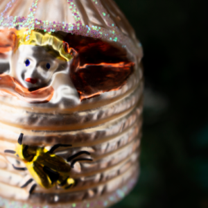 Baby in Beehive, Vintage Old World Glass Christmas Ornament