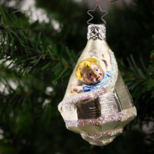 Baby in a Sea Shell, Vintage Old World Glass Christmas Ornament