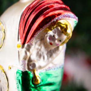 Large, Baby in A Carriage,Vintage Old World Glass Christmas Ornament