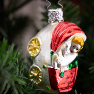 Baby in a Carriage,Vintage Old World Glass Christmas Ornament