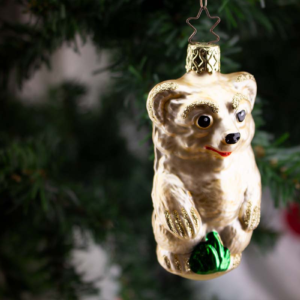 Gold Bear,Koala, Vintage Old World Glass Christmas Ornament