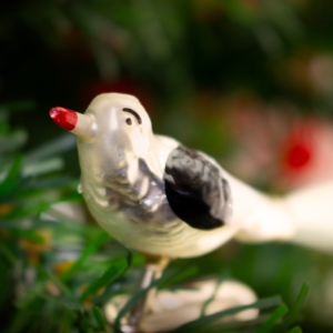 Clip on, Silver bird, Seagull, With Angel Hair Tail, Vintage Old World Glass Christmas Ornament