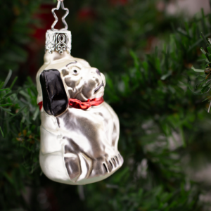 Sitting Bulldog / Cocker Spaniel Vintage Old World Glass Christmas Ornament