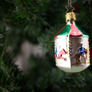 Carousel, Merry Go Round, Vintage Old World Glass Christmas Ornament