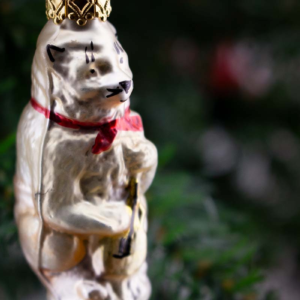 Cat with Fiddle, Vintage Old World Glass Christmas Ornament