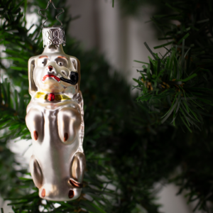 Funny Dog, Vintage Old World Glass Christmas Ornament