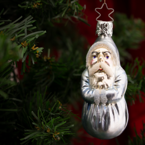 Father Christmas in Blue Robe, Blue Santa, Vintage Old World Glass Christmas Ornament