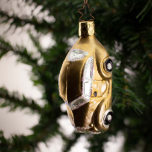 Gold Car,VW,Beetle, Vintage Old World Glass Christmas Ornament