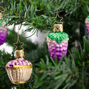 Grape Harvest Set, Vintage Old World Christmas Glass Ornament.