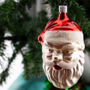 Large Santa Head,Traditional,Five Inch,Vintage Old World Glass Christmas Ornament