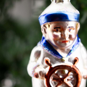 Little Lonely Sailor, with Ships Wheel, Vintage Old World Glass Christmas Ornament