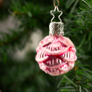 Small Pink Pine cone, Vintage Old World Glass Christmas Ornament
