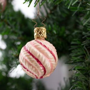 Pink Yarn Ball, Vintage Old World Glass Christmas Ornament