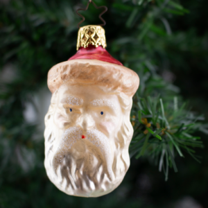 Santa Head, Traditional, Vintage Old World Glass Christmas Ornament