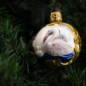 Swan Lake, Vintage Old World Glass Christmas Ornament