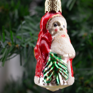 Little Santa with Tree,Vintage Old World Christmas Glass Ornament