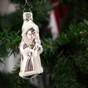 White Robed Santa,Vintage Old World Glass Christmas Ornament